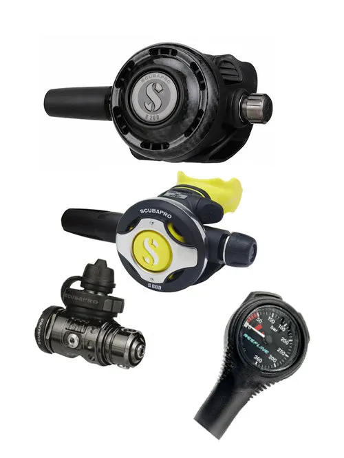 Scubapro Regulator Set: MK19 Evo Black Tech (Din or Yoke)   G260 Carbon   Octopus   Free SPG