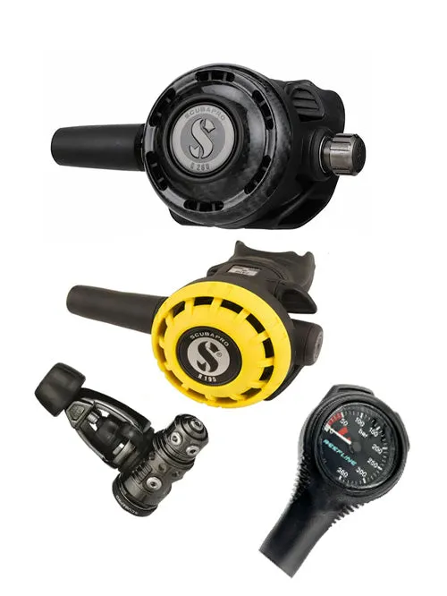 Scubapro Regulator Set: MK19 Evo Black Tech (Din or Yoke)   G260 Carbon   Octopus   Free SPG