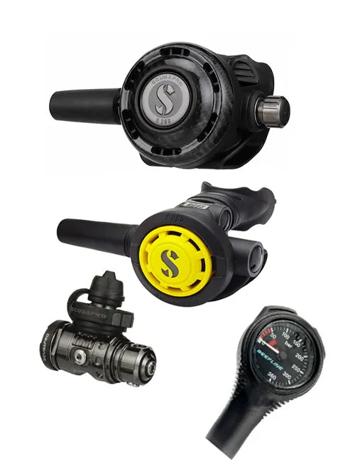 Scubapro Regulator Set: MK19 Evo Black Tech (Din or Yoke)   G260 Carbon   Octopus   Free SPG