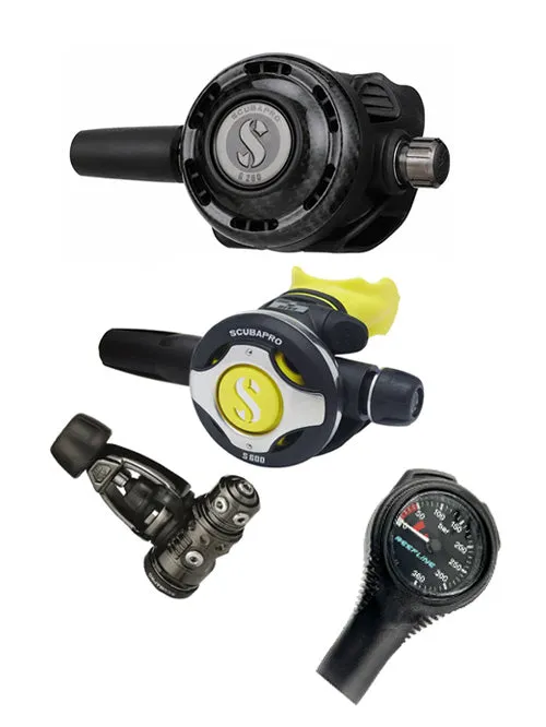 Scubapro Regulator Set: MK19 Evo Black Tech (Din or Yoke)   G260 Carbon   Octopus   Free SPG