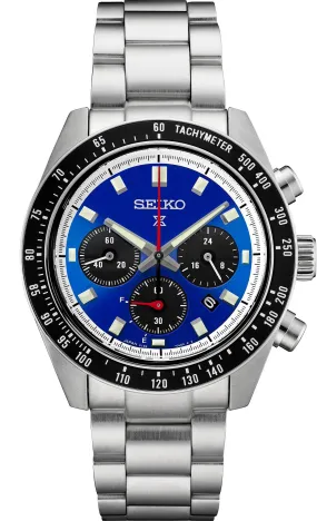 Seiko Prospex Speedtimer Solar Chronograph Blue Dial Mens Watch SSC931