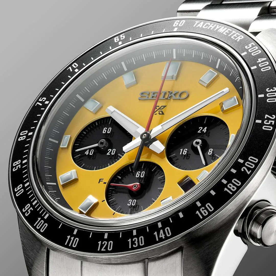 Seiko Prospex Speedtimer Solar Chronograph Yellow Dial Watch SSC929