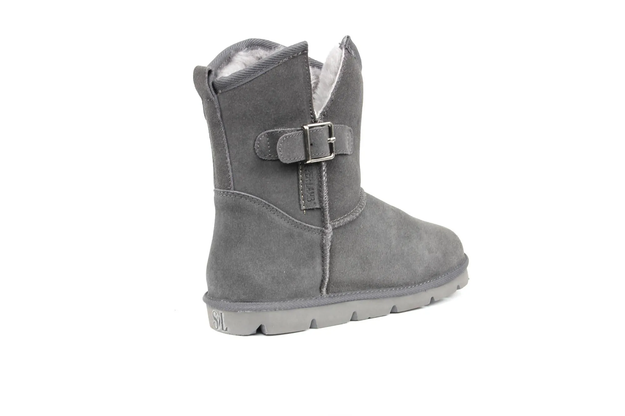 SUPERLAMB ARGALI BUCKLE WOMENS SHEEPSKIN 7.5" BOOT CHARCOAL