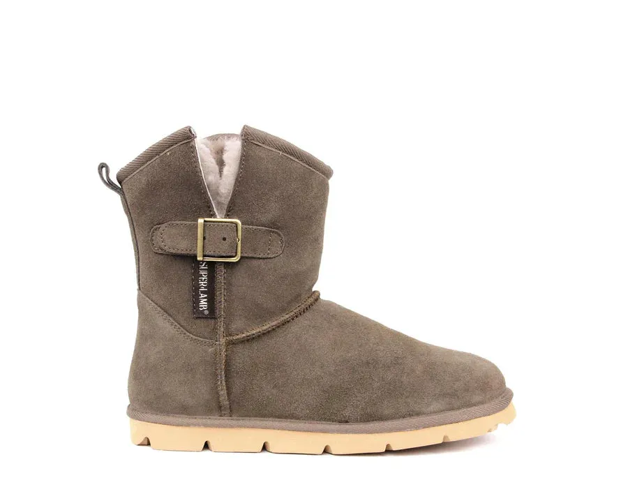 Superlamb Argali Buckle Womens Sheepskin Boot Taupe