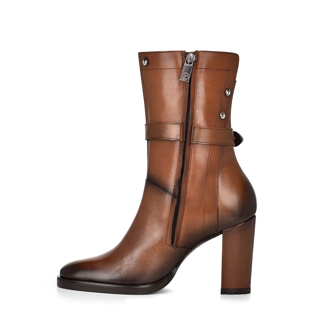 T29TSTS - Cuadra tobacco fashion cowboy leather mid-calf boots for women