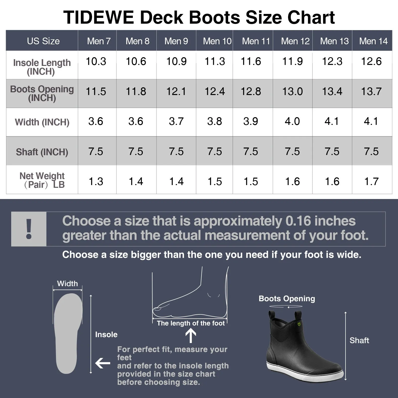 Tidewe®Deck Boots with Breathable Lining