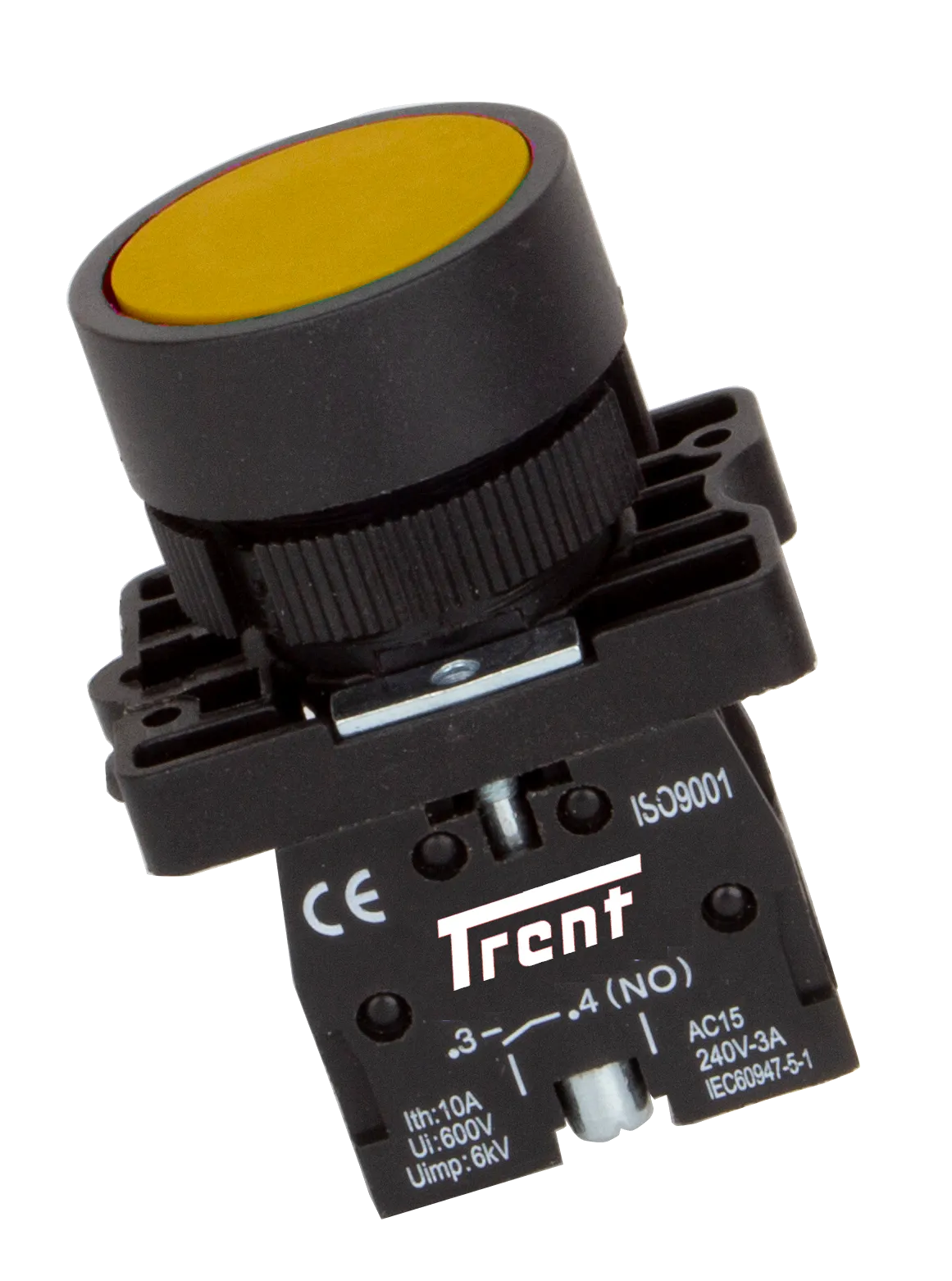 TRB-22D-Y-240, 22mm Pushbutton Momentary AMBER 240VAC, Plastic, IEC60947-5-1