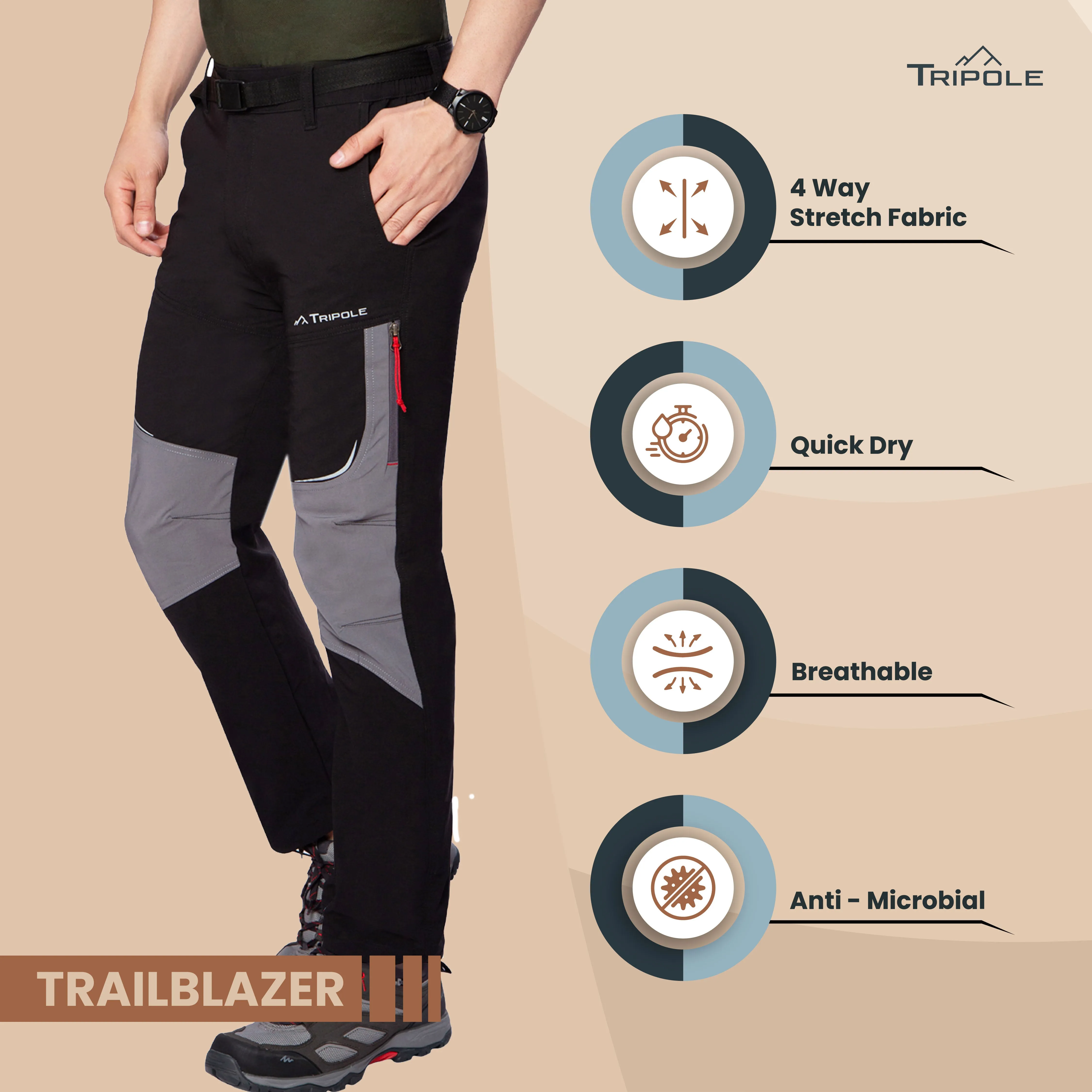 Tripole Trailblazer Trekking and Hiking Pants and Cargo for Outdoors and Travelling