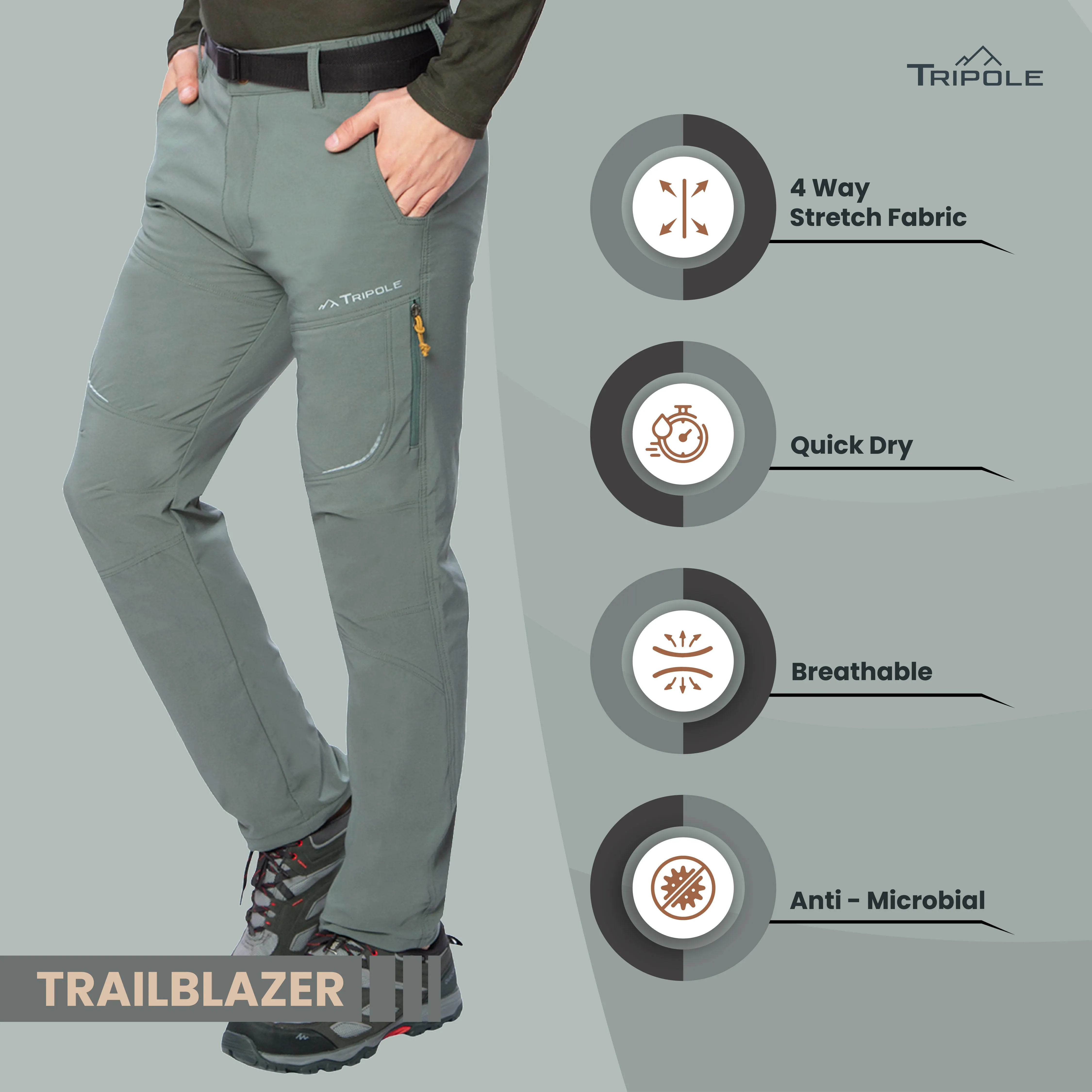 Tripole Trailblazer Trekking and Hiking Pants and Cargo for Outdoors and Travelling