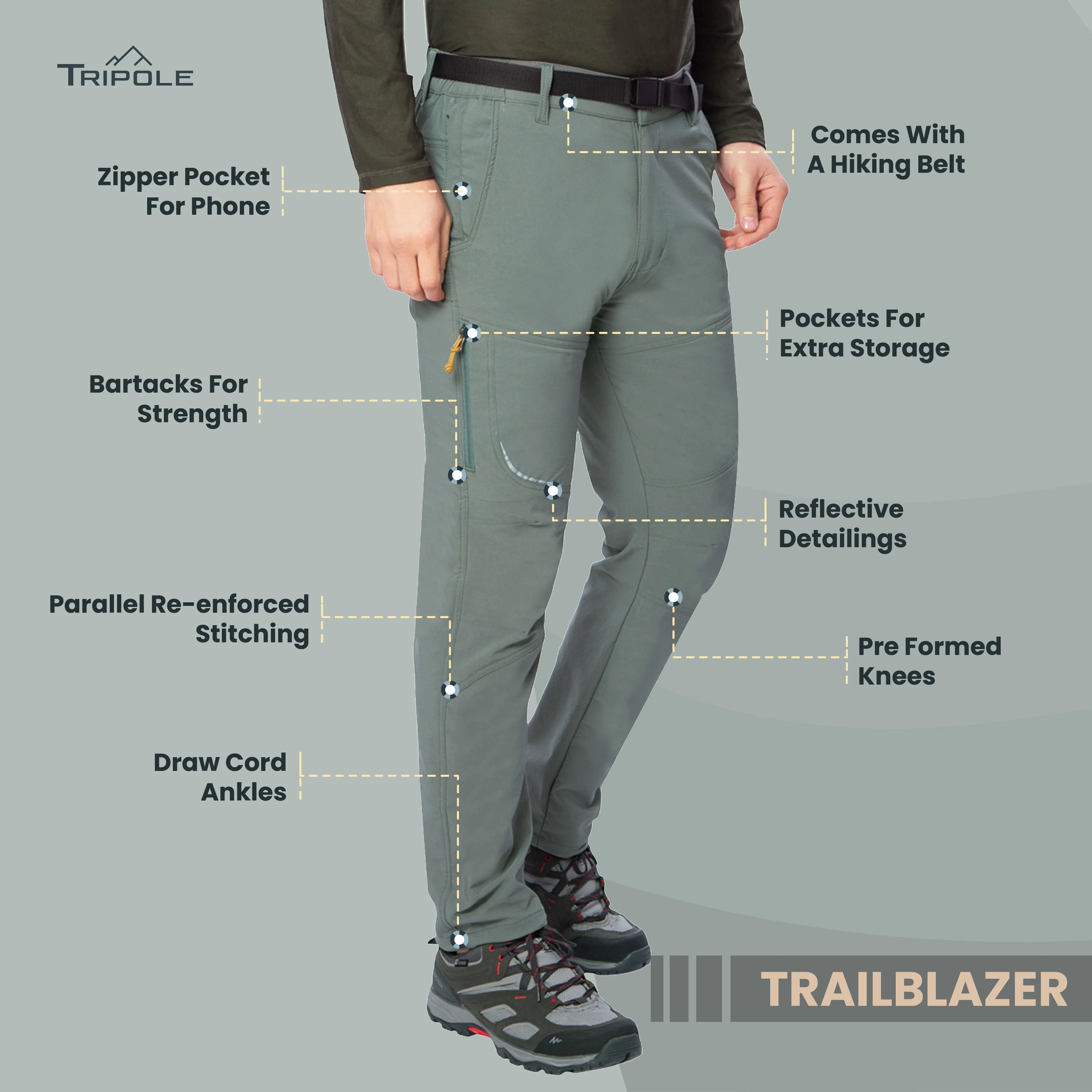 Tripole Trailblazer Trekking and Hiking Pants and Cargo for Outdoors and Travelling