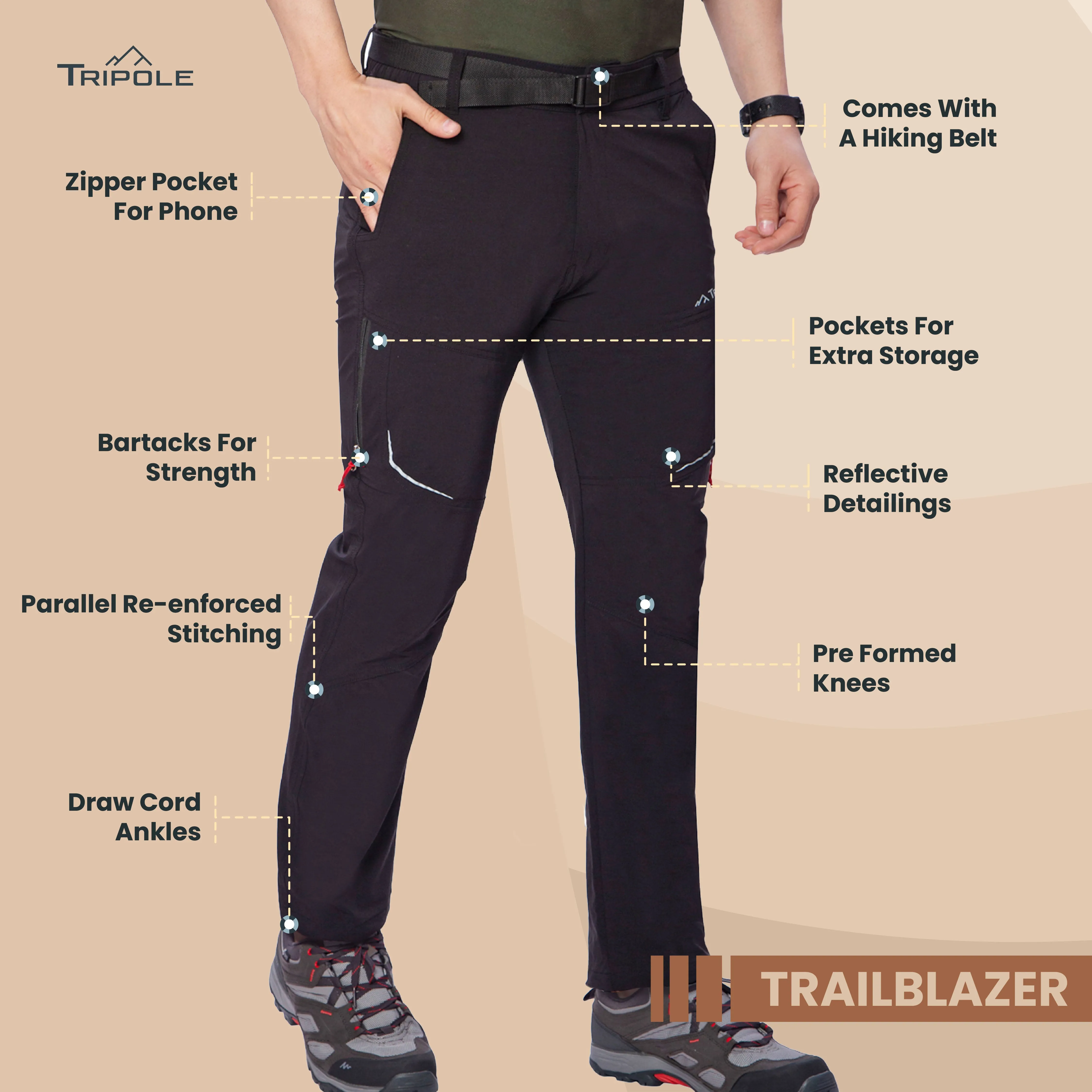 Tripole Trailblazer Trekking and Hiking Pants and Cargo for Outdoors and Travelling