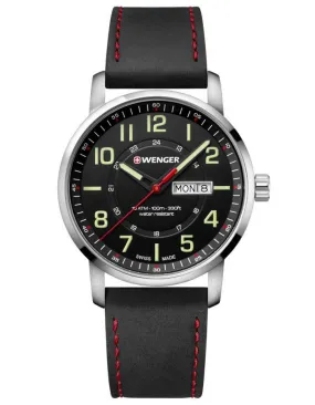 Wenger Mens Attitude Watch - Black Dial & Strap - Day/Date - 24hr - 100m