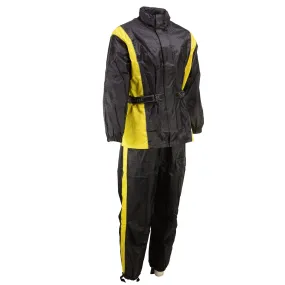 Xelement RN4782 Men's Black and Yellow 2-Piece Motorcycle Rain Suit