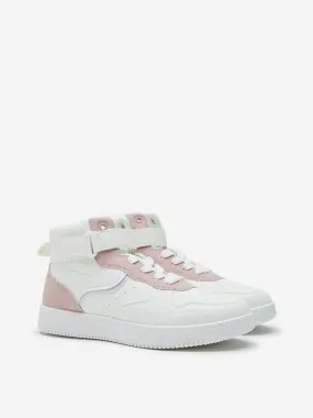 Yellow Light Pink Colour-Blocked Design High-Top Boots